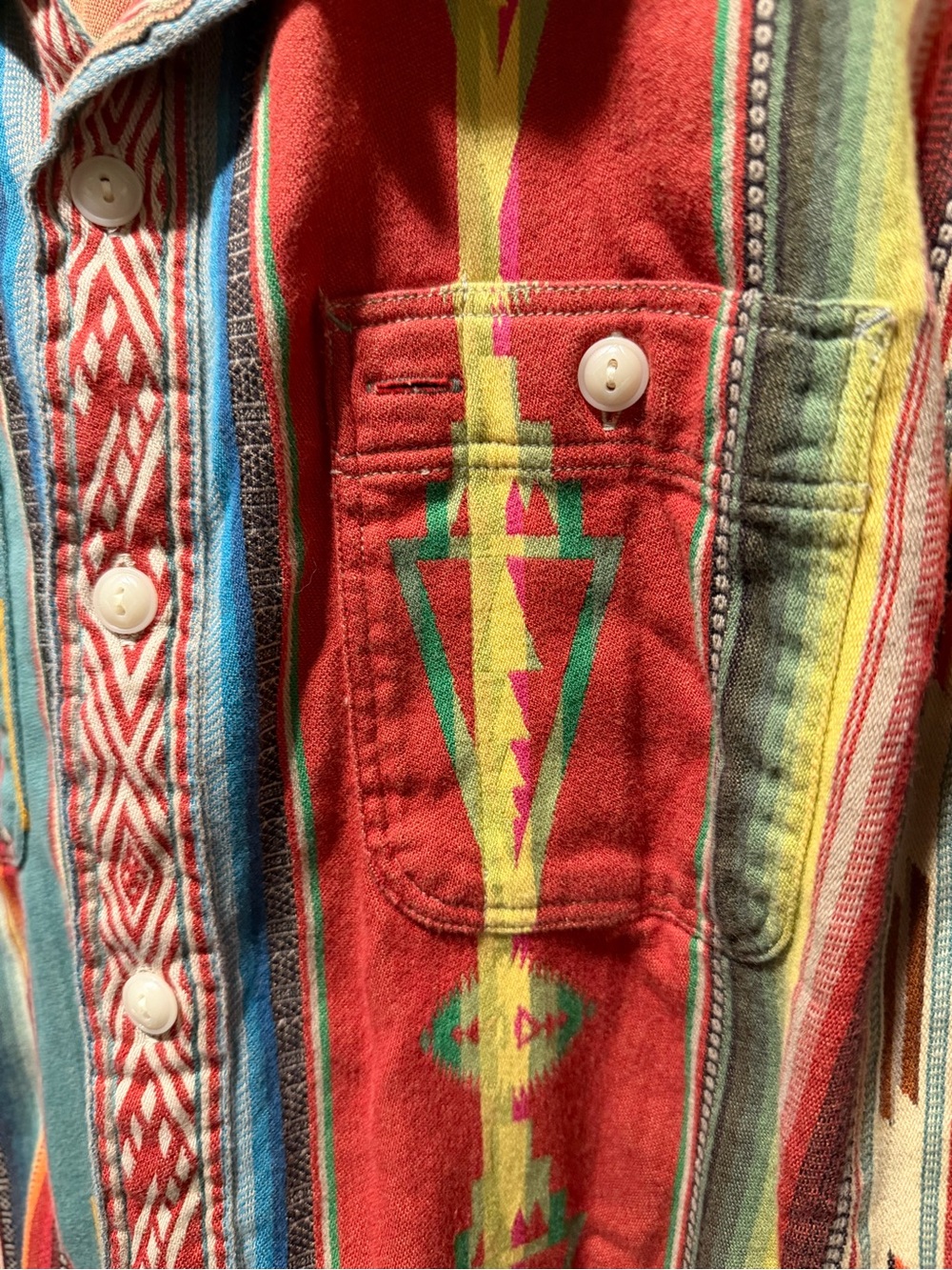 RRL Jacquard Workshirt Red Southwestern Size Large - Picture 4 of 11